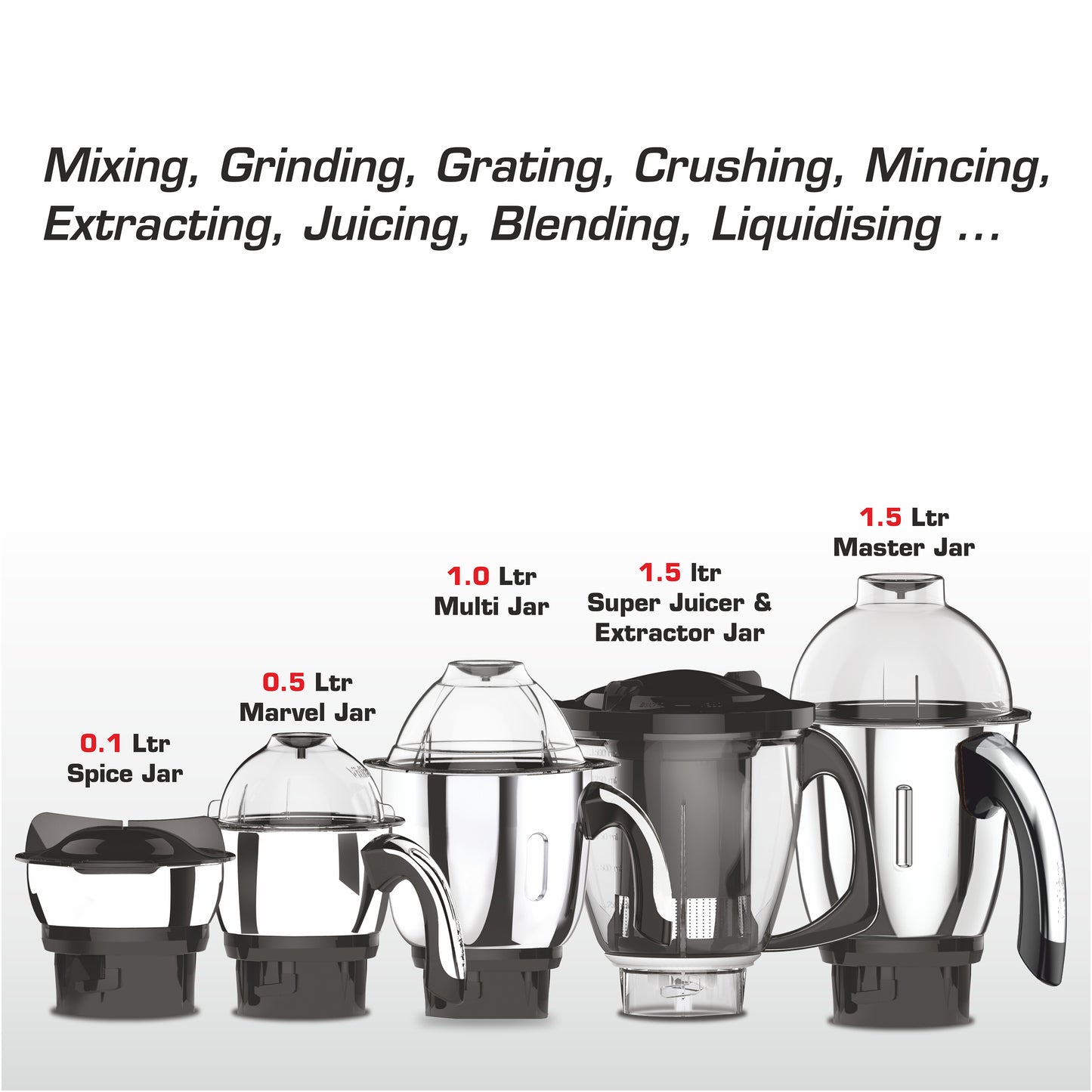 Vidiem Vstar Premium 750 Watts Mixer Grinder with UL Certified Motor – 110V with 5 Jars