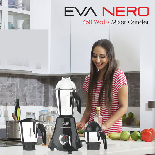 Vidiem Eva Nero 650 Watts Mixer Grinder with UL Certified Motor - 110V